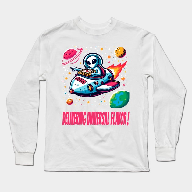 Galactic Pizza Express Long Sleeve T-Shirt by maknatess